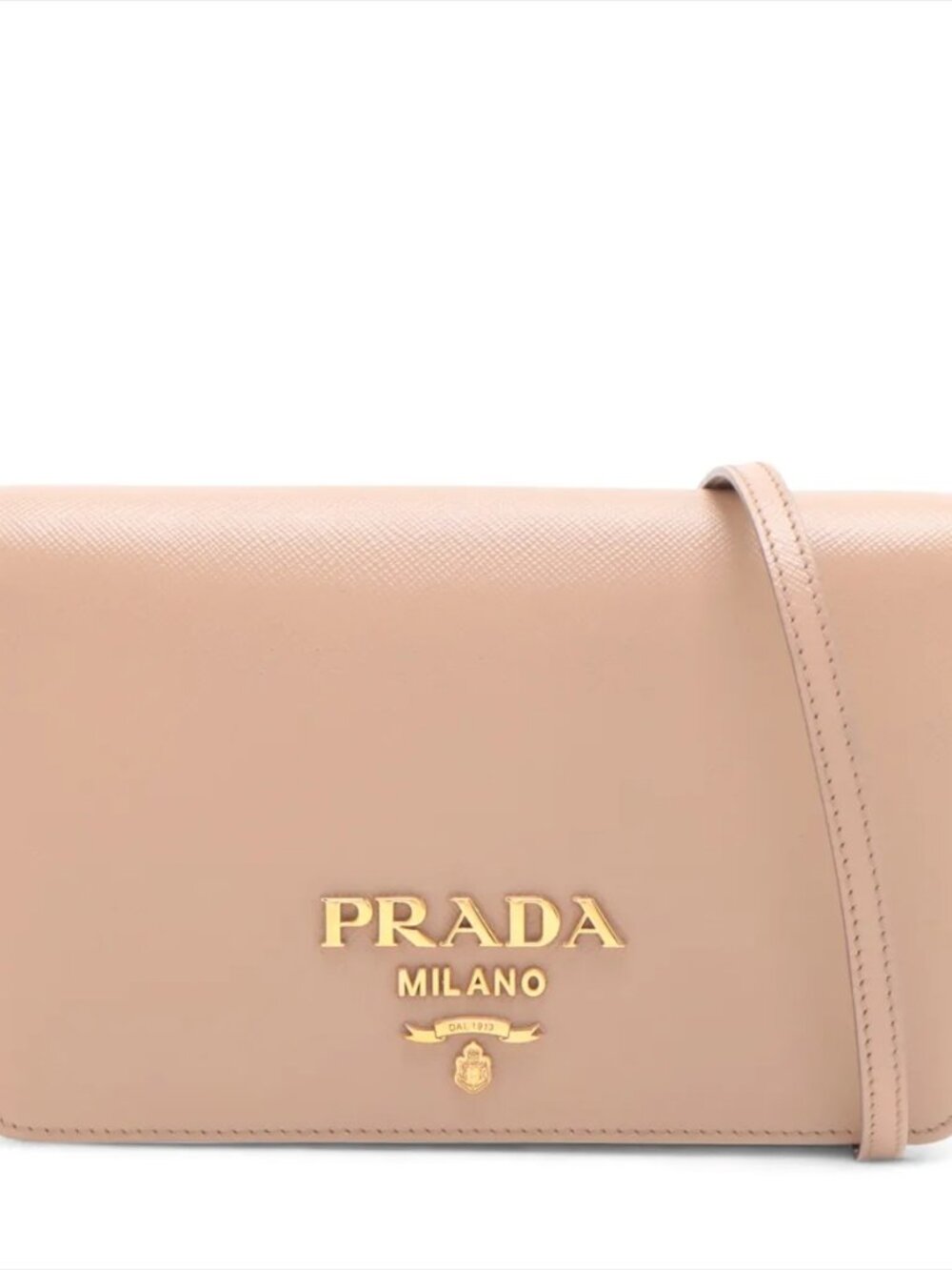 Prada Saffiano Leather Shoulder Bag Pink Beige